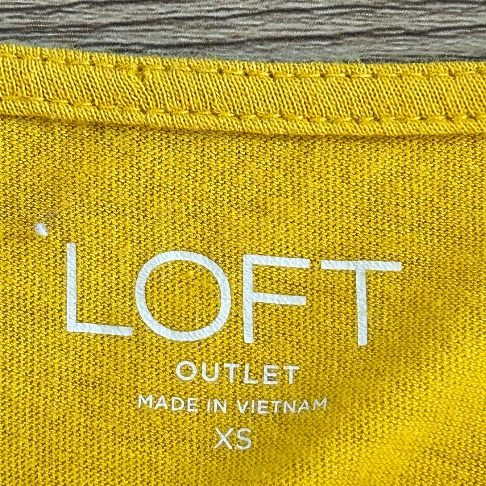 LOFT Outlet XS Mustard Yellow Sleeveless Ruffle Neck Blouse Top - Picture 2 of 7